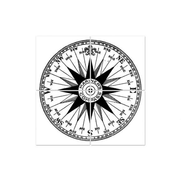 boubouki - Fliesenaufkleber "Com Passo Kompass" 4er Set - 15cmx15cm