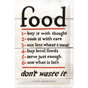 Blechschild - "Food Don´t Waste It"