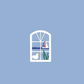 Oda Wiedbrecht - Fensterbild "Fenster mit Möwe + Segelschiff"