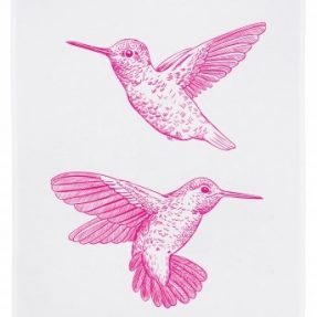 17;30 Geschirrtuch weiss "Kolibri, neon-pink"