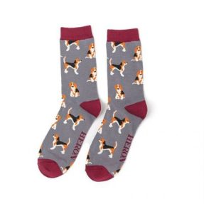 Männer-Socken - Bamboo "Beagle Pups, grey", Größe: 40 - 46