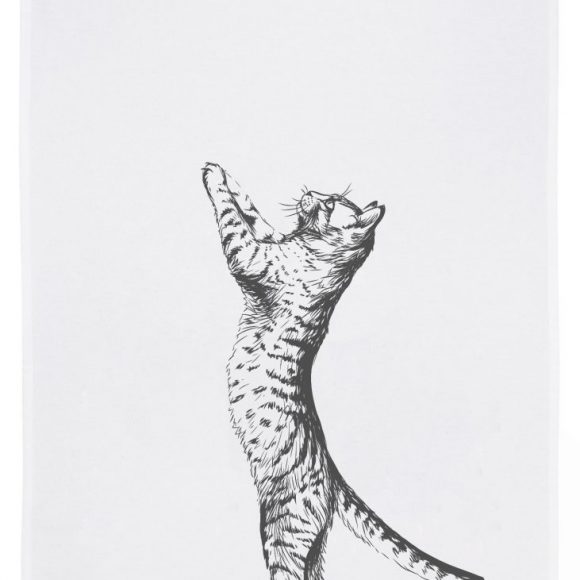 17;30 Geschirrtuch weiss "KATZE grau"