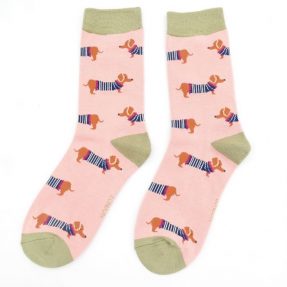 Damen-Socken - Bamboo "Parisian Pups, dusky pink", Größe: 36 - 41