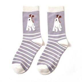 Damen-Socken - Bamboo "Fox Terrier Stripes light grey", Größe: 36 - 41