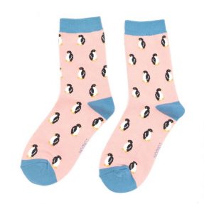 Damen-Socken - Bamboo "Little Penguins, dusky pink", Größe: 36 - 41