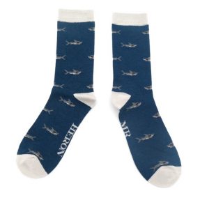 Männer-Socken - Bamboo "Little Shark, navy", Größe: 40 - 46