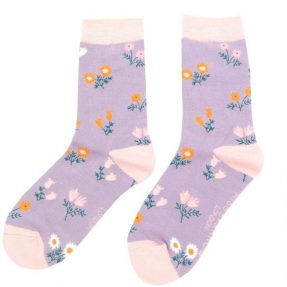 Damen-Socken - Bamboo "Dainty Floral, lilac", Größe: 36 - 41