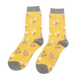 Damen-Socken - Bamboo "Dainty Floral, yellow", Größe: 36 - 41