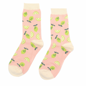 Damen-Socken - Bamboo "Lemons, coral pink", Größe: 36 - 41