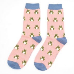 Damen-Socken - Bamboo "Frogs, dusky pink", Größe: 36 - 41