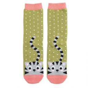 Damen-Socken - Bamboo "Kitty & Spots moss", Größe: 36 - 41