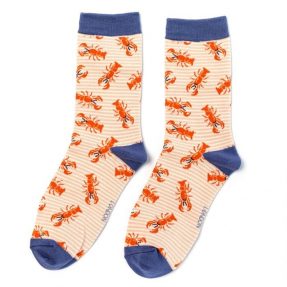 Damen-Socken - Bamboo "Lobsters dusky pink", Größe: 36 - 41