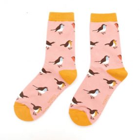 Damen-Socken - Bamboo "Robins, dusky pink", Größe: 36 - 41
