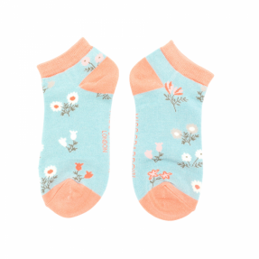 Sneaker Damen-Socken - Bamboo "Dainty Floral, duck egg" Größe 36 - 41