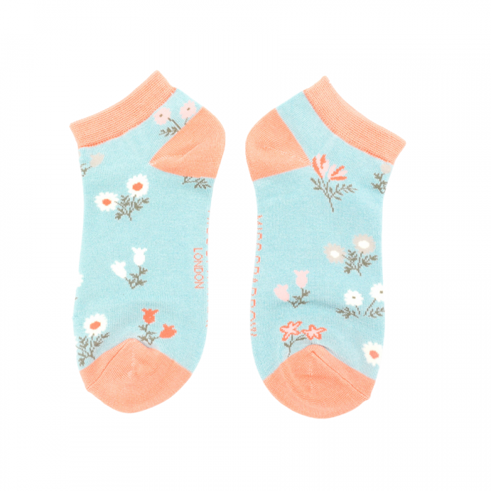 Sneaker Damen-Socken - Bamboo "Dainty Floral, duck egg" Größe 36 - 41