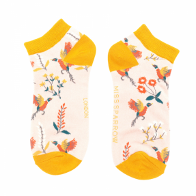 Sneaker Damen-Socken - Bamboo "Pheasants & Flowers, dusky pink" Größe 36 - 41