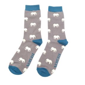 Männer-Socken - Bamboo "Mini Elephants, grey", Größe: 40 - 46