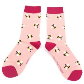 Damen-Socken - Bamboo "Buzzy Bees" dusky pink, Größe: 36 - 41