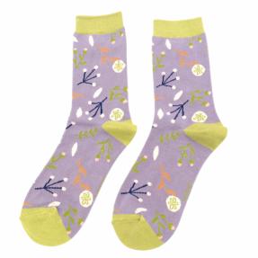 Damen-Socken - Bamboo "Dandelion Floral" lilac, Größe: 36 - 41