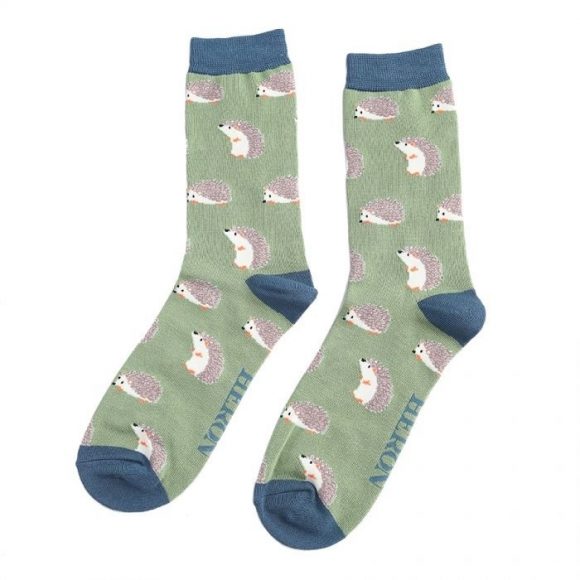 Männer-Socken - Bamboo "Cute Hedgehogs" green, Größe: 40 - 46