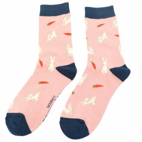 Damen-Socken - Bamboo "Bunnies & Carrots" Dusky Pink, Größe: 36 - 41