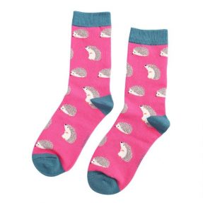 Damen-Socken - Bamboo "Cute Hedgehogs" Hot Pink, Größe: 36 - 41