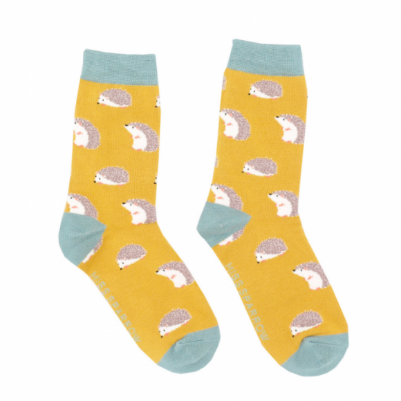 Damen-Socken - Bamboo "Hedgehogs" Yellow, Größe: 36 - 41