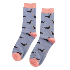 Damen-Socken - Bamboo "Little Sausage Dogs" blue, Größe: 36 - 41