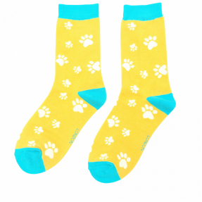 Damen-Socken - Bamboo "Paw Prints" Yellow, Größe: 36 - 41