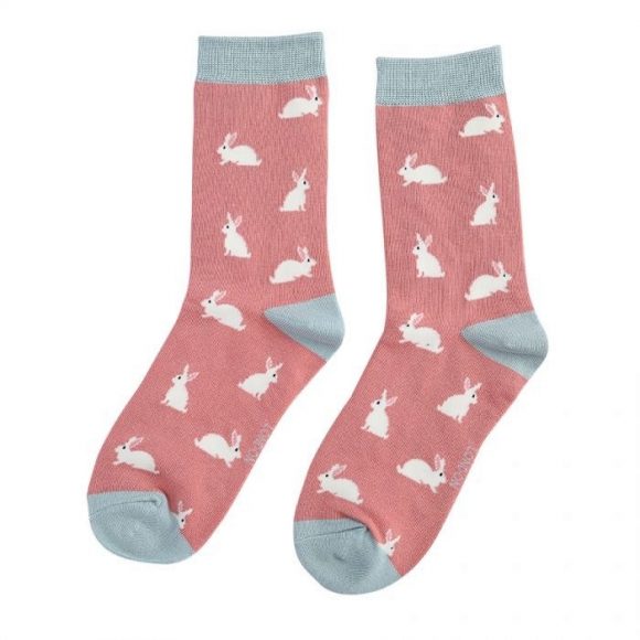 Damen-Socken - Bamboo "Rabbits" Dusky Pink, Größe: 36 - 41