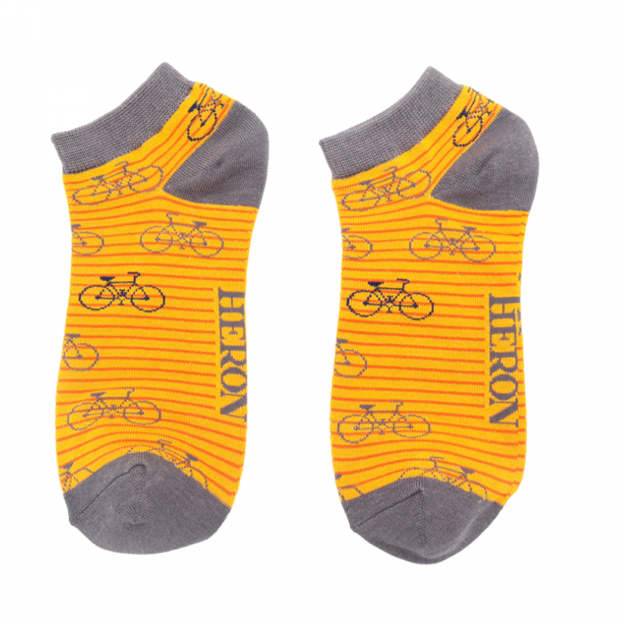 Sneaker Männer-Socken - Bamboo "Bikes and Stripes" mustard, Größe: 40 - 46