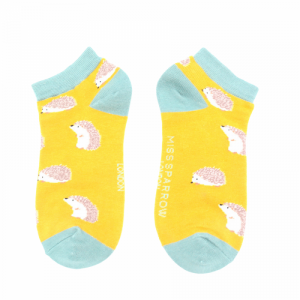 Sneaker Damen-Socken - Bamboo "Cute Hedgehogs" yellow, Größe 36 - 41