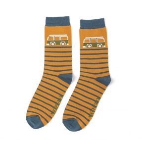 Männer-Socken - Bamboo "Camper Stripe" Mustard, Größe: 40 - 46