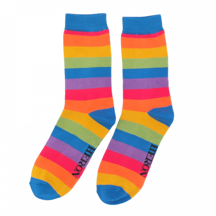 Männer-Socken - Bamboo "Thick Stripes" Rainbow, Größe: 40 - 46