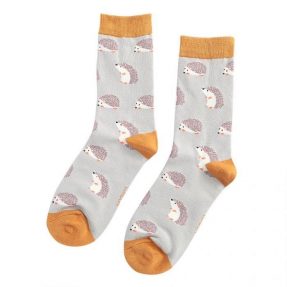 Damen-Socken - Bamboo "Cute Hedgehogs" silver, Größe: 36 - 41