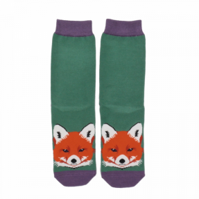 Damen-Socken - Bamboo "Fox Faces" green, Größe: 36 - 41