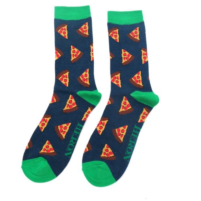 Männer-Socken - Bamboo "Pizza Slices, Navy", Größe: 40 - 46