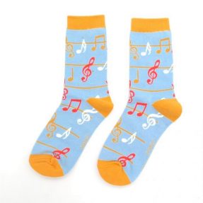 Damen-Socken - "Multicolour Music Notes, Powder Blue", Größe: 36 - 41