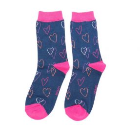 Damen-Socken -   "Sketch Hearts, Navy", Größe: 36 - 41
