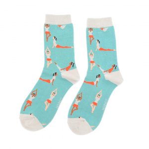 Damen-Socken - Bamboo "Yoga Poses, Duck Egg", Größe: 36 - 41