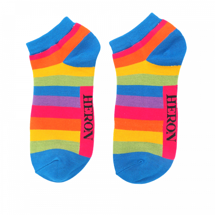 Sneaker Männer-Socken - Bamboo "Thick Stripes" rainbow, Größe: 40 - 46