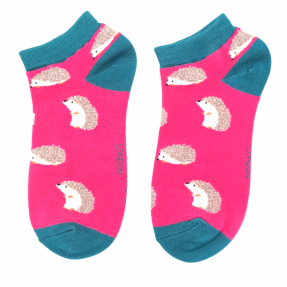 Sneaker Damen-Socken - Bamboo  "Cute Hedgehogs, hot pink" Größe 36 - 41