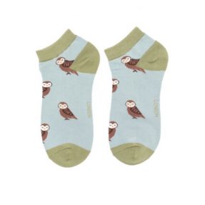 Sneaker Damen-Socken - Bamboo  "Cute Owls, Duck Egg" Größe 36 - 41