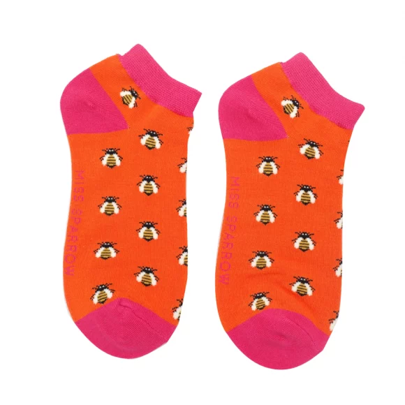 Sneaker Damen-Socken - Bamboo "Honey Bees, Burnt Orange" Größe 36 - 41