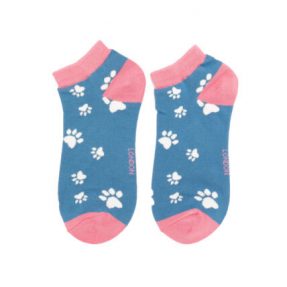 Sneaker Damen-Socken - Bamboo  "Paw Prints, Denim" Größe 36 - 41