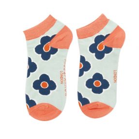 Sneaker Damen-Socken - Bamboo "Flowers, Duck Egg" Größe 36 - 41