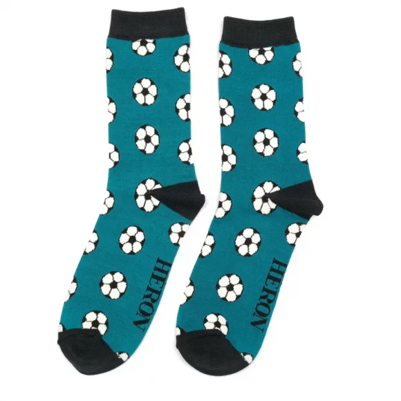 Männer-Socken - Bamboo "Footballs, Teal", Größe: 40 - 46