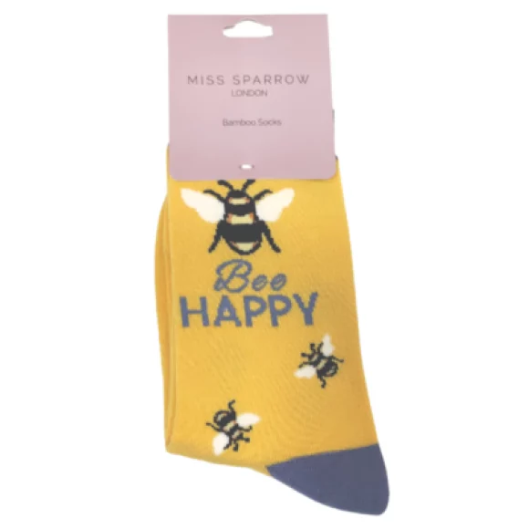 Damen-Socken - Bamboo "Bee Happy, Yellow", Größe: 36 - 41