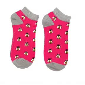 Sneaker Damen-Socken - Bamboo "Honey Bees, Hot Pink" Größe 36 - 41