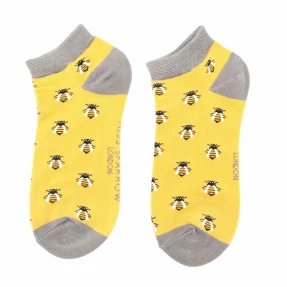 Sneaker Damen-Socken - Bamboo "Honey Bees, yellow" Größe 36 - 41